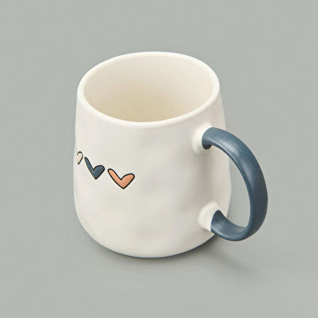 Kitchen Kalp Desenli Kupa - Krem - 450 ml