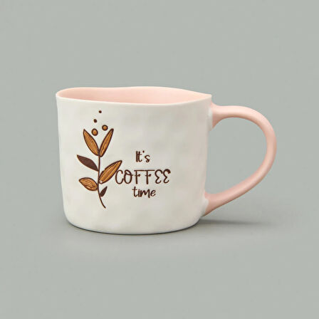Kitchen It's Coffee Time Kupa - Beyaz / Pembe - 450 ml