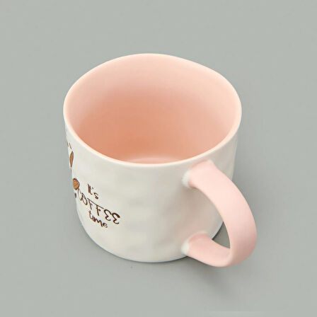 Kitchen It's Coffee Time Kupa - Beyaz / Pembe - 450 ml
