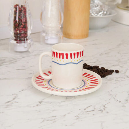 Kitchen Bon Appetit Amour 4 Parça Kahve Fincan Takımı - Renkli