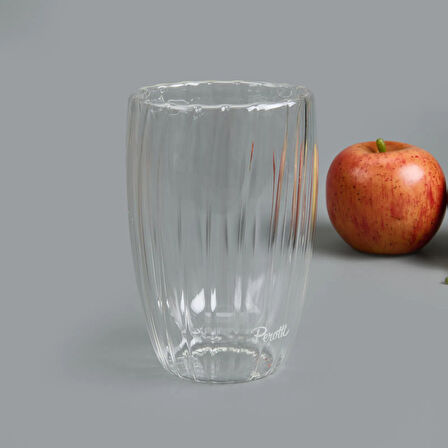 Stripe Çift Cidarlı Bardak - Şeffaf - 450 ml