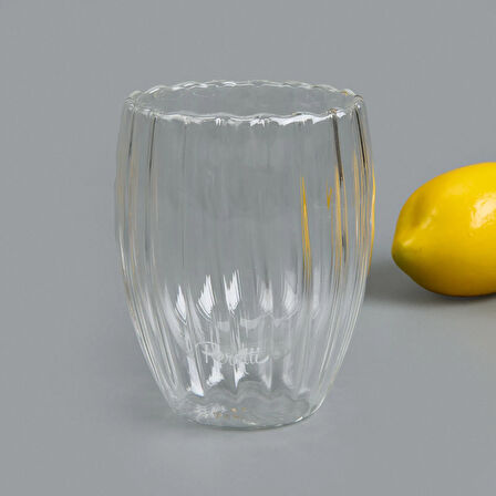Stripe Çift Cidarlı Bardak - Şeffaf - 350 ml