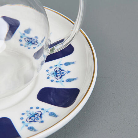 Laleli 12 Parça Çay Seti - Renkli - 210 ml