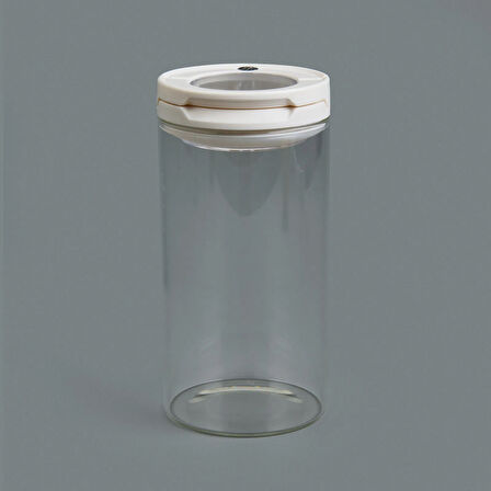 Vakumlu Cam Kavanoz - Şeffaf / Beyaz - 600 ml