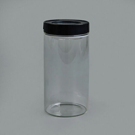 Vakumlu Cam Kavanoz - Şeffaf / Siyah - 600 ml