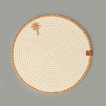 Soft Palm Nakışlı Supla - Ekru - 33x33 cm