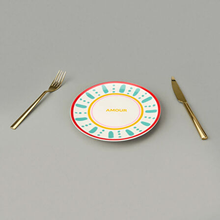 Kitchen Amour Pasta Tabağı - Renkli - 19 cm