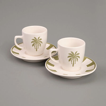 Kitchen Palm 4 Parça Kahve Fincanı Takımı - Renkli - 90 ml