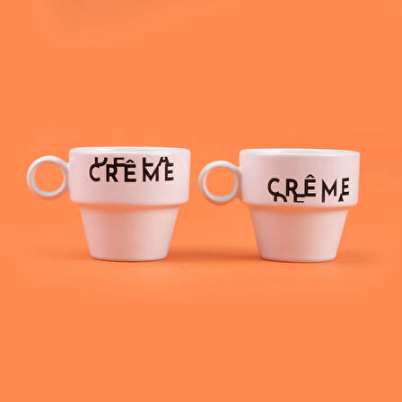 Kitchen Creme 2'li Espresso Fincanı - Krem / Siyah - 105 ml
