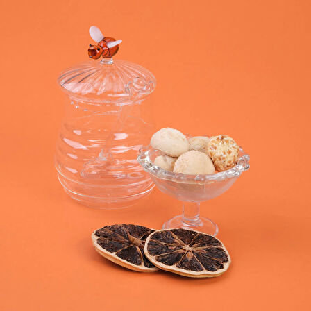 Kitchen Borosilikat Cam Bal Kavanozu ve Kaşık - Şeffaf - 260 ml