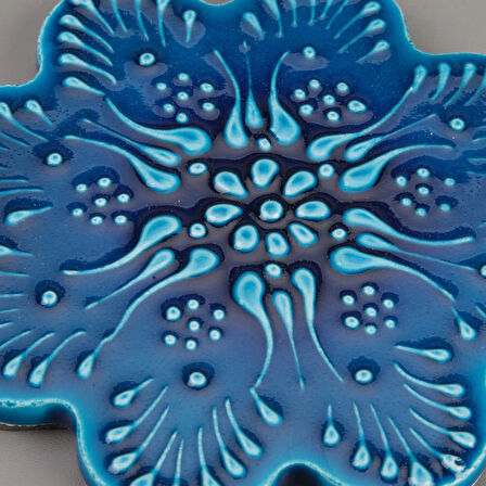 Çini Bardak Altlığı - Turkuaz - 11 cm