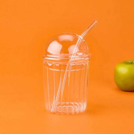 Elbis Büyük Boy Kapaklı Pipetli Bardak - Şeffaf - 490 ml