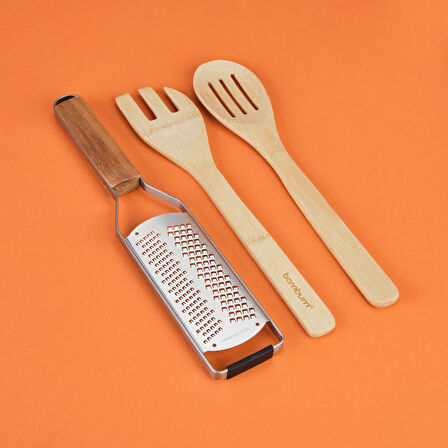 Ahşap Saplı Çizgili Bıçaklı El Rendesi - Açık Kahverengi / Gri