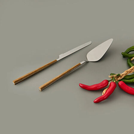 Mia Bianco 2 Parça Salata Servis Takımı - Kahverengi / Gri