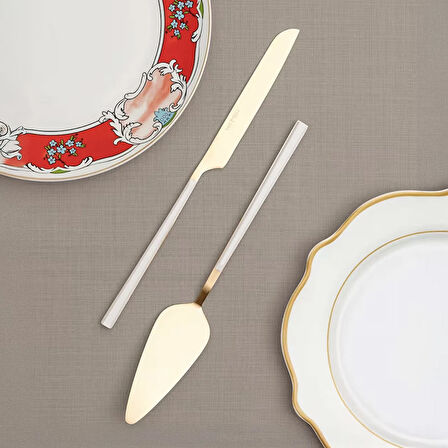 Mia Bianco 2 Parça Salata Servis Takımı - Beyaz / Gold