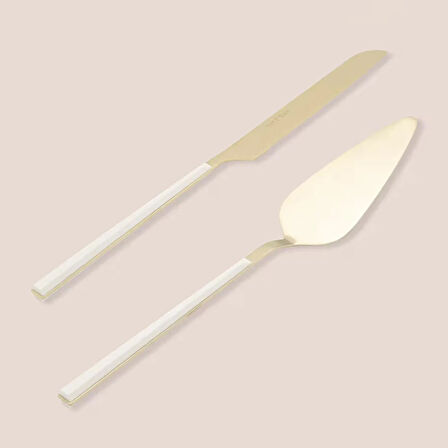 Mia Bianco 2 Parça Salata Servis Takımı - Beyaz / Gold