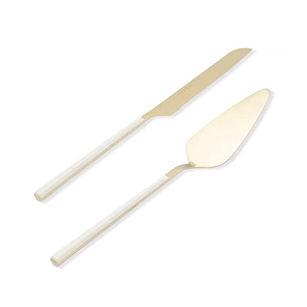 Mia Bianco 2 Parça Salata Servis Takımı - Beyaz / Gold