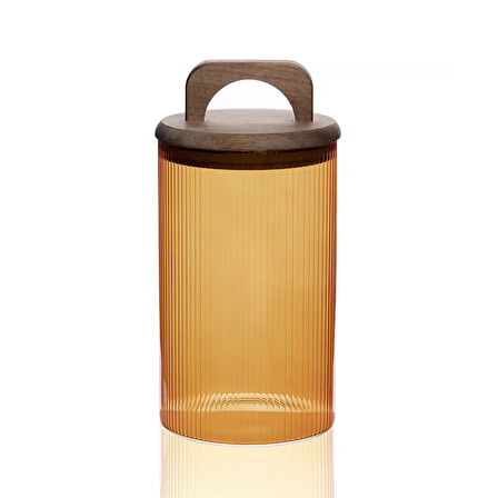 Mia Akasya Kulplu Cam Kavanoz - Amber - 1 lt