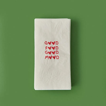 Kitchen 20'li Kalpli Desen Peçete - Kırmızı / Beyaz - 16x8 cm