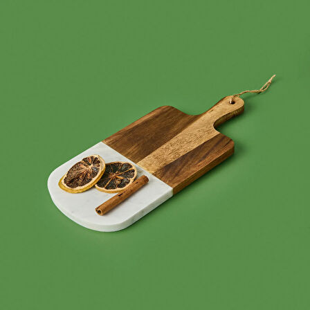 Kitchen Akasya Sunum Tahtası - Kahverengi / Beyaz- 33x15 cm