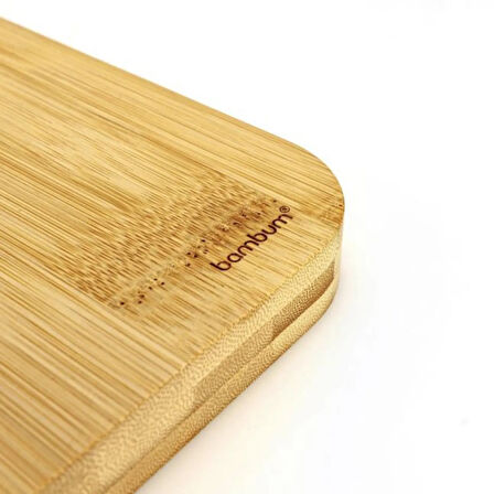 Zoe Paslanmaz Çelik Kulplu Kesme Tahtası - Açık Kahverengi - 44 cm