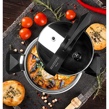 Efes Düdüklü Tencere - Inox / Siyah - 7 lt