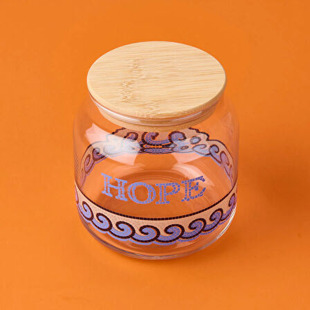 Blue Mosaiq Hope Kapaklı Cam Kavanoz - Renkli - 635 ml