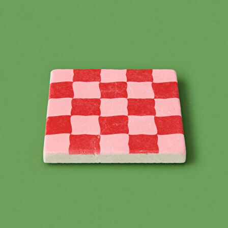 Kitchen Damalı Bardak Altlığı - Renkli - 10 cm