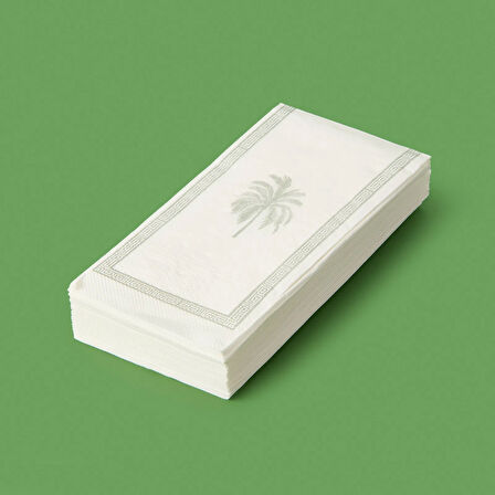 Kitchen 20'li Palmiye Desen Peçete - Gri / Beyaz - 16x8 cm