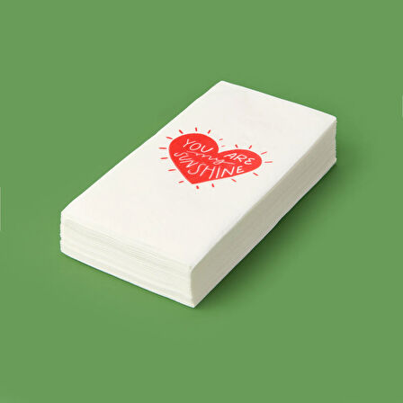 Kitchen 20'li Sushine Kalp Desen Peçete - Kırmızı / Beyaz - 16x8 cm