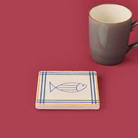 Kitchen Fish Bardak Altlığı - Renkli - 10 cm