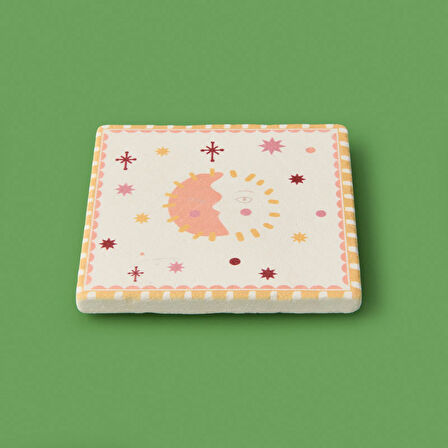 Kitchen Moon Sun Bardak Altlığı - Renkli - 10 cm