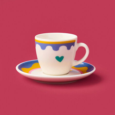 Kitchen Granny 4 Parça Porselen Fincan Takımı - Renkli / Sarı