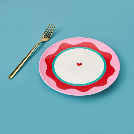 Kitchen Granny Tatlı Tabağı - Pembe / Kırmızı - 19 cm