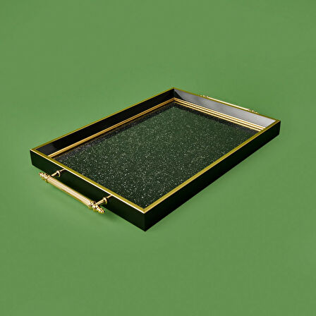 Kitchen Simli Akrilik Tepsi - Siyah / Sarı - 43 cm