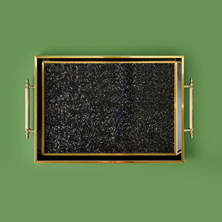 Kitchen Simli Akrilik Tepsi - Siyah / Sarı - 43 cm