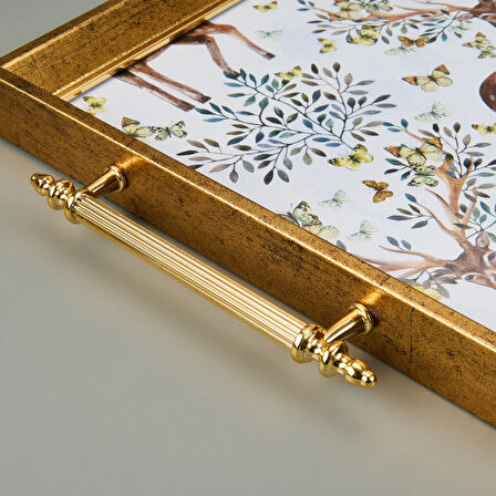 Kitchen Geyik Desenli Akrilik Tepsi - Renkli - 49 cm