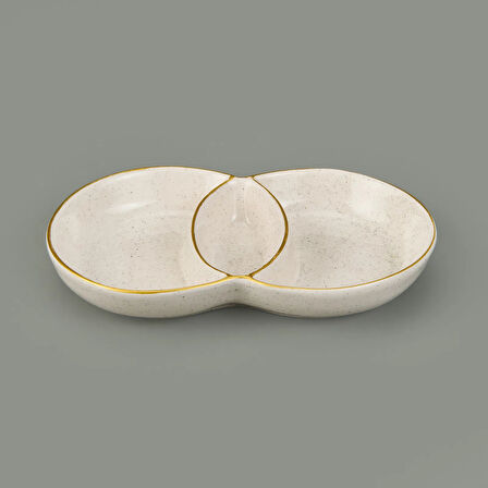 3 Bölmeli Sosluk Çerezlik - Krem - 13x21 cm