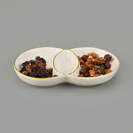 3 Bölmeli Sosluk Çerezlik - Krem - 13x21 cm