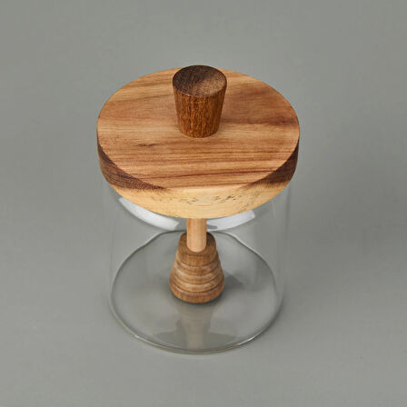 Akasya Kapaklı Kavanoz - Kahverengi / Şeffaf - 450 ml