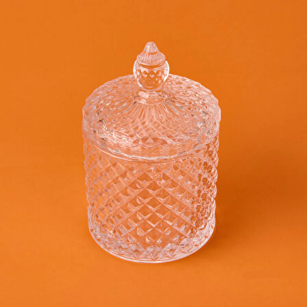 Baklava Desen Cam Kristal Şekerlik - Şeffaf - 8 cm