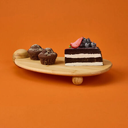 Bambu Oval Sunumluk - Açık Kahverengi - 33 cm