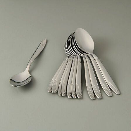 Imran Lizbon Model 12'li Çay Kaşığı - Gümüş - 11 cm