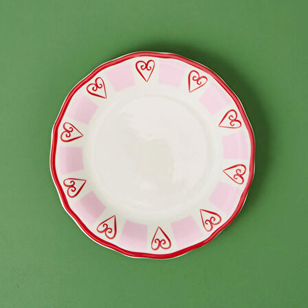 Kitchen Love Tatlı Tabağı - Pembe / Beyaz - 20 cm