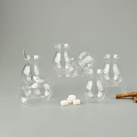 Borosilikat Cam Düz 6'lı Çay Bardağı - Şeffaf