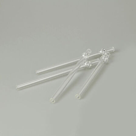 Kalın Figürlü 4'lü Cam Pipet - Şeffaf