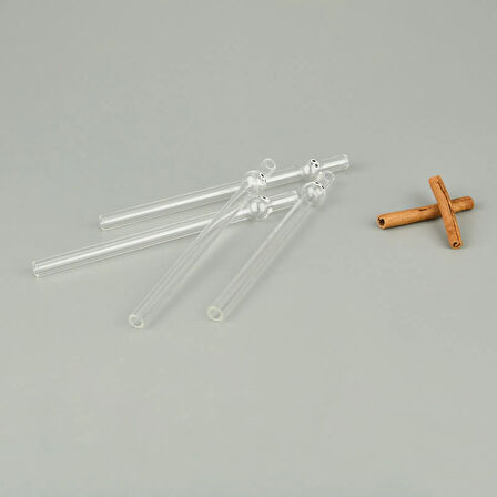 Kalın Figürlü 4'lü Cam Pipet - Şeffaf