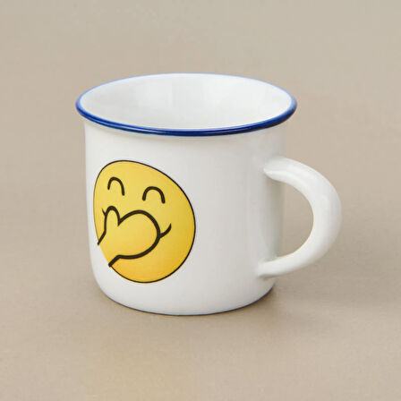 Gülen Yüz Desenli Türk Kahvesi Fincanı - Asorti - 80 ml