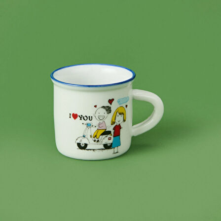 I Love You Desenli Türk Kahvesi Fincanı - Asorti - 80 ml