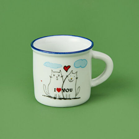 I Love You Desenli Türk Kahvesi Fincanı - Asorti - 80 ml
